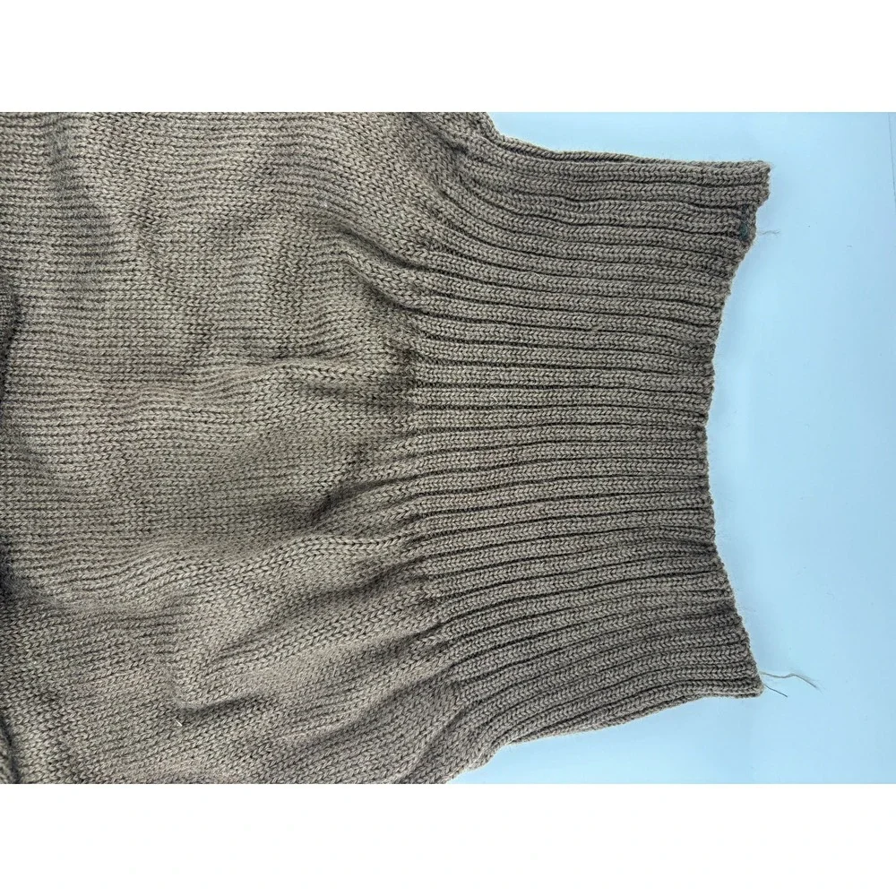 US Military 5 Button Sweater Mens Brown Wool Knitted Henley Small 1985 Vintage
